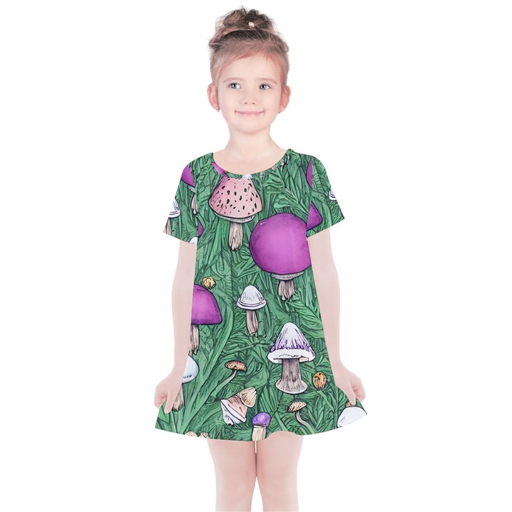 Woodsy Pottery Forest Mushroom Foraging Kids  Simple Cotton Dress