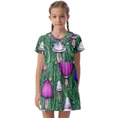 Woodsy Pottery Forest Mushroom Foraging Kids  Asymmetric Collar Dress by GardenOfOphir