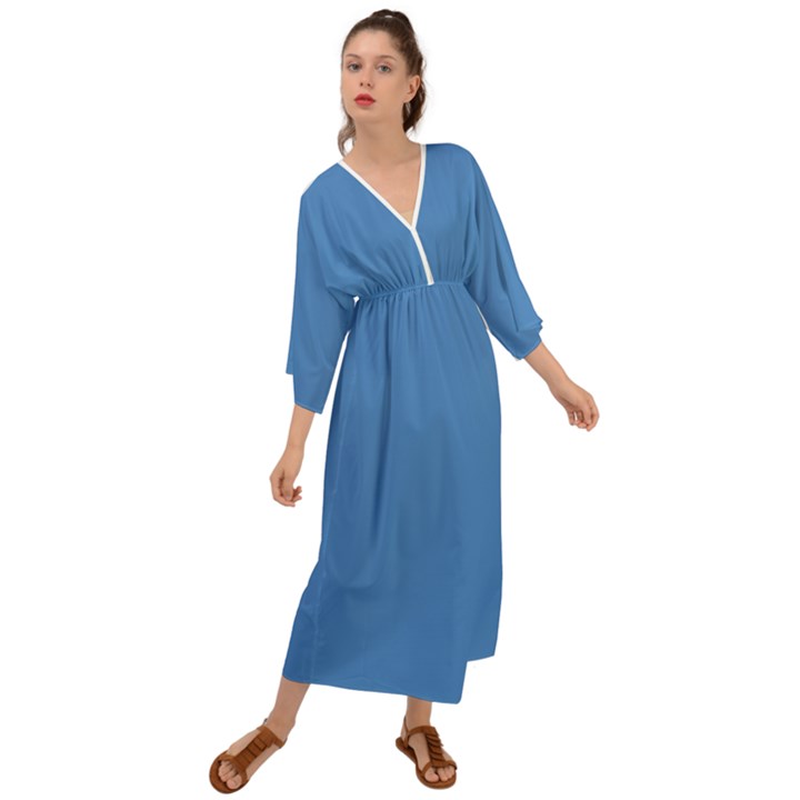 Silk Blue	 - 	Grecian Style Maxi Dress