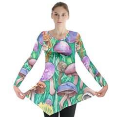 Forestcore Fantasy Farmcore Mushroom Foraging Long Sleeve Tunic  by GardenOfOphir