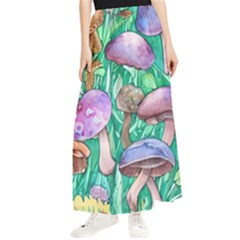 Forestcore Fantasy Farmcore Mushroom Foraging Maxi Chiffon Skirt by GardenOfOphir