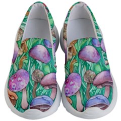 Forestcore Fantasy Farmcore Mushroom Foraging Kids Lightweight Slip Ons by GardenOfOphir