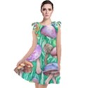 Forestcore Fantasy Farmcore Mushroom Foraging Tie Up Tunic Dress View1