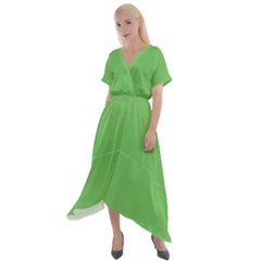 Mantis Green	 - 	cross Front Sharkbite Hem Maxi Dress by ColorfulDresses