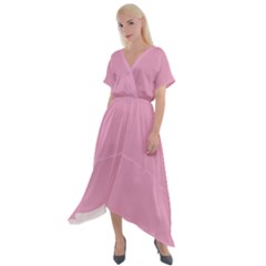 Kobi Pink	 - 	cross Front Sharkbite Hem Maxi Dress by ColorfulDresses