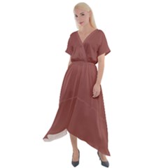 Marsala Brown	 - 	cross Front Sharkbite Hem Maxi Dress by ColorfulDresses