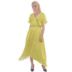 Straw Yellow	 - 	cross Front Sharkbite Hem Maxi Dress by ColorfulDresses