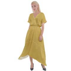 Trombone Yellow	 - 	Cross Front Sharkbite Hem Maxi Dress