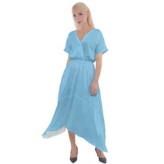 Baby Blue	 - 	Cross Front Sharkbite Hem Maxi Dress