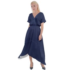 Blue Depths	 - 	cross Front Sharkbite Hem Maxi Dress by ColorfulDresses