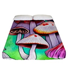 Tiny Mushrooms In A Forest Fitted Sheet (queen Size) by GardenOfOphir