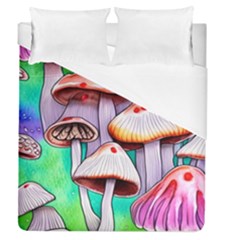 Tiny Mushrooms In A Forest Duvet Cover (queen Size) by GardenOfOphir