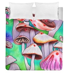 Tiny Mushrooms In A Forest Duvet Cover Double Side (queen Size) by GardenOfOphir