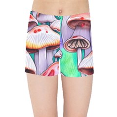 Tiny Mushrooms In A Forest Kids  Sports Shorts by GardenOfOphir