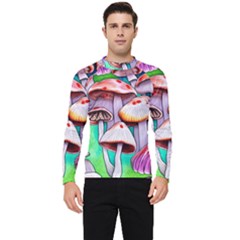 Tiny Mushrooms In A Forest Men s Long Sleeve Rash Guard