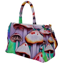 Tiny Mushrooms In A Forest Duffel Travel Bag by GardenOfOphir