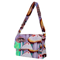 Tiny Mushrooms In A Forest Full Print Messenger Bag (m) by GardenOfOphir