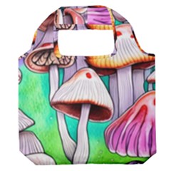 Tiny Mushrooms In A Forest Premium Foldable Grocery Recycle Bag by GardenOfOphir