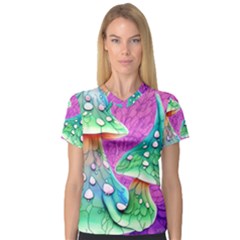 Garden Mushroom Foraging V-neck Sport Mesh Tee