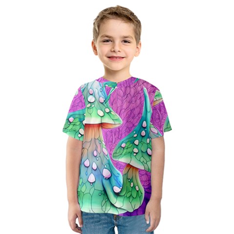 Garden Mushroom Foraging Kids  Sport Mesh Tee by GardenOfOphir