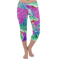 Garden Mushroom Foraging Capri Yoga Leggings by GardenOfOphir