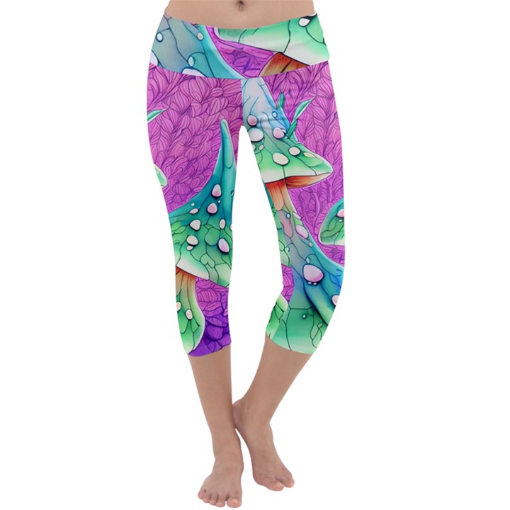 Garden Mushroom Foraging Capri Yoga Leggings