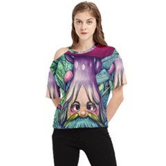 Mushroom Hunting In The Forest One Shoulder Cut Out Tee by GardenOfOphir