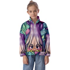 Mushroom Hunting In The Forest Kids  Half Zip Hoodie