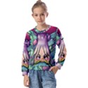 Mushroom Hunting In The Forest Kids  Long Sleeve Tee with Frill  View1