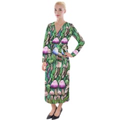 Mushrooms In The Woods Velvet Maxi Wrap Dress by GardenOfOphir