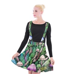 Mushrooms In The Woods Suspender Skater Skirt by GardenOfOphir