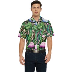 Mushrooms In The Woods Men s Short Sleeve Pocket Shirt  by GardenOfOphir