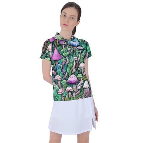 Mushrooms In The Woods Women s Polo Tee by GardenOfOphir