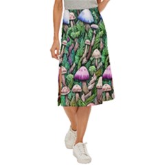 Mushrooms In The Woods Midi Panel Skirt by GardenOfOphir