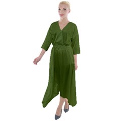 Juniper Green	 - 	quarter Sleeve Wrap Front Maxi Dress