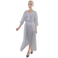 Harbor Mist Grey	 - 	quarter Sleeve Wrap Front Maxi Dress