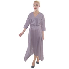 Heliotrope Grey	 - 	quarter Sleeve Wrap Front Maxi Dress