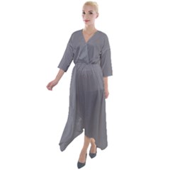 Quick Silver Grey	 - 	quarter Sleeve Wrap Front Maxi Dress by ColorfulDresses