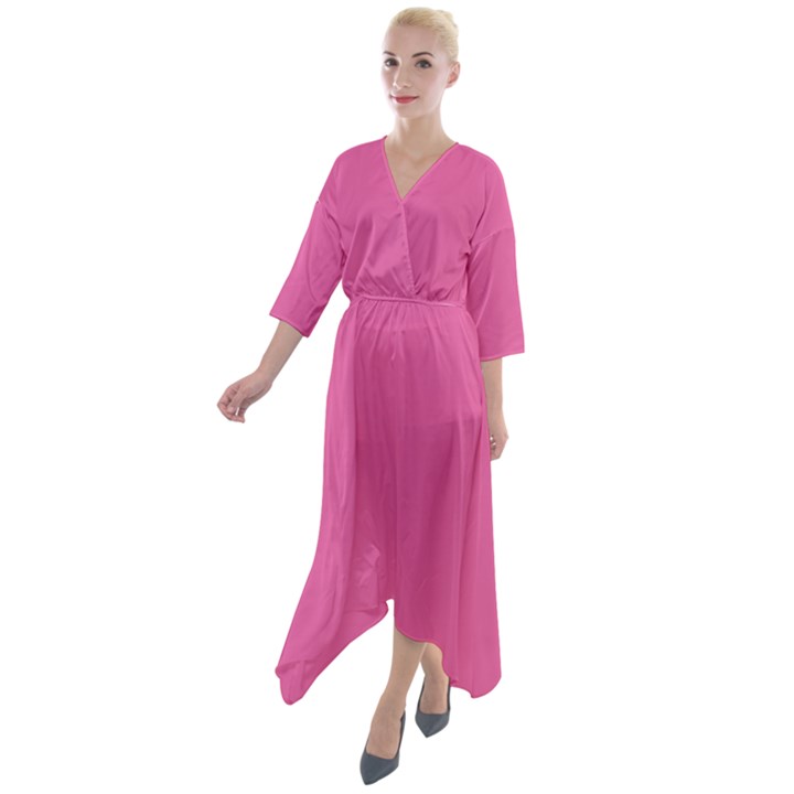 Pink Cupcake	 - 	Quarter Sleeve Wrap Front Maxi Dress