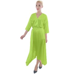 Slime Green	 - 	quarter Sleeve Wrap Front Maxi Dress