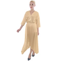 Light Tuscan Orange	 - 	quarter Sleeve Wrap Front Maxi Dress