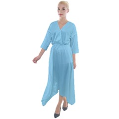 Baby Blue	 - 	Quarter Sleeve Wrap Front Maxi Dress