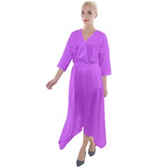 Purple Heliotrope	 - 	quarter Sleeve Wrap Front Maxi Dress