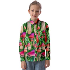 Mushroom Kids  Long Sleeve Shirt by GardenOfOphir