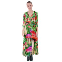 Mushroom Button Up Maxi Dress by GardenOfOphir