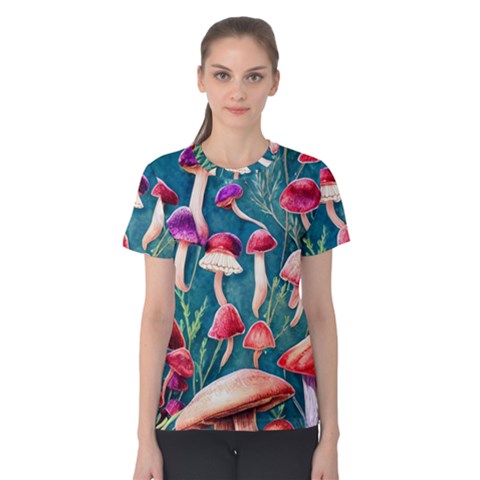 Forest Mushroom Women s Cotton Tee by GardenOfOphir