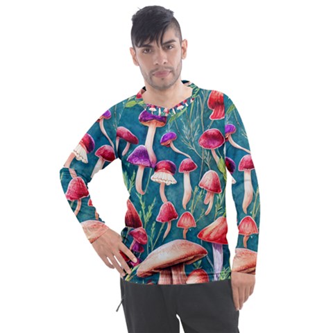 Forest Mushroom Men s Pique Long Sleeve Tee by GardenOfOphir