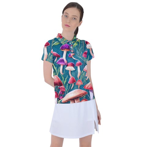 Forest Mushroom Women s Polo Tee by GardenOfOphir