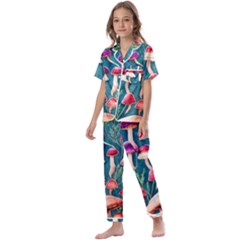 Forest Mushroom Kids  Satin Short Sleeve Pajamas Set by GardenOfOphir