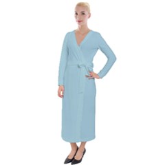 Aqua Marine Blue	 - 	velvet Maxi Wrap Dress by ColorfulDresses